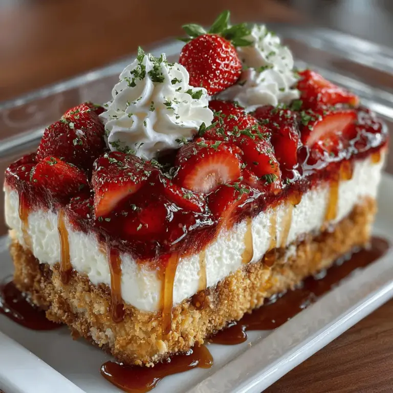 Strawberry Pretzel Dessert Salad is a delightful fusion of flavors and textures that offers a unique twist on traditional desserts. This dish is a refreshing combination of sweet and salty, featuring a crunchy pretzel crust, a creamy cheese filling, and a vibrant strawberry topping. Each bite provides a satisfying contrast that is sure to please anyone's palate, making it an ideal choice for potlucks, barbecues, and family gatherings.