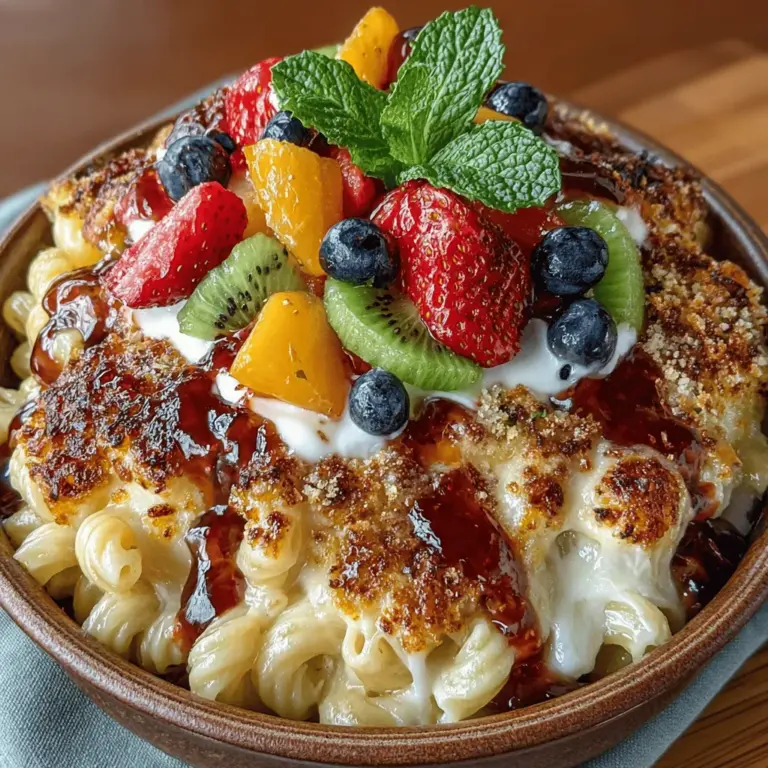 In the world of culinary creativity, fusion recipes have gained immense popularity, bringing together diverse flavors and textures to surprise and delight our taste buds. One such innovative creation is the Fruity Delight Pizza Mac and Cheese, a playful twist on two beloved comfort foods that promises to elevate your dining experience. This dish combines the creamy, cheesy goodness of classic mac and cheese with the fresh, vibrant flavors of seasonal fruits, resulting in a visually stunning and flavor-packed meal perfect for family dinners or gatherings.