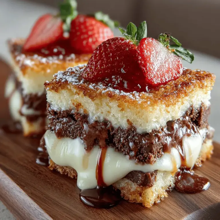 In the realm of desserts, creativity knows no bounds, and the Grilled Neapolitan Cake Sandwich Melt stands as a delicious testament to the art of fusion cooking. This innovative recipe takes a classic dessert concept and turns it on its head, blending the comforting flavors of cake with the practicality and fun of a sandwich. Imagine sinking your teeth into a warm, melty creation that combines the rich flavors of chocolate, the smoothness of vanilla, and the sweet tang of strawberry—all in one delectable bite.