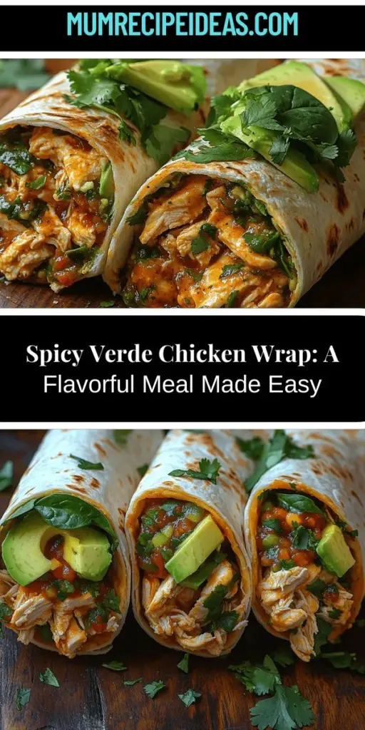 Looking for a delicious and nutritious meal? Try the Spicy Verde Chicken Wrap! This convenient wrap combines seasoned shredded chicken, zesty green chili salsa, creamy cheese, and fresh vegetables for a satisfying flavor explosion. Perfect for lunch or dinner, it's easily customizable to suit your taste. Enjoy a healthy dose of protein, vitamins, and healthy fats in every bite. Explore different protein options and dipping sauces to make it your own!