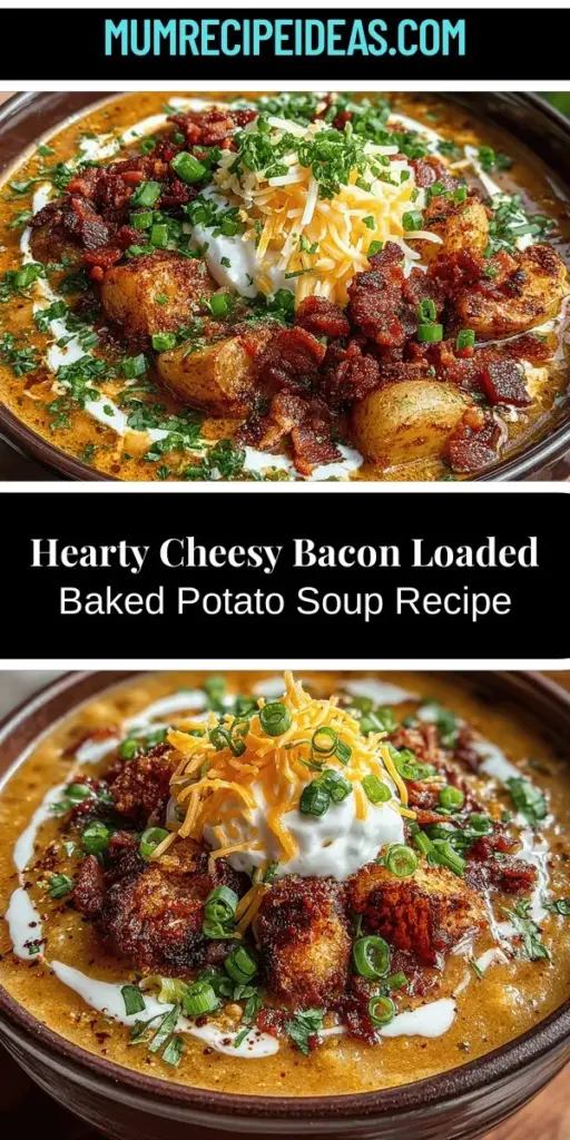 Warm up with the ultimate comfort food: Cheesy Bacon Explosion Loaded Baked Potato Soup! This hearty dish combines the rich flavors of creamy potato soup with crispy bacon and gooey cheese, making it perfect for chilly evenings or cozy family gatherings. Discover easy steps to create this delicious soup, along with tips for perfecting its texture and flavor. Treat yourself and loved ones to a bowlful of warmth and satisfaction with every spoonful!
