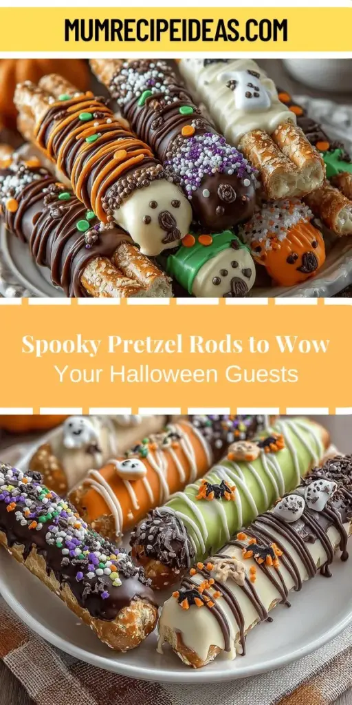 Get ready to celebrate Halloween with Spooky Pretzel Rods that bring a fun twist to your festivities! This easy recipe combines crunchy pretzel rods with sweet and salty flavors, making them a crowd-pleaser at any Halloween gathering. With colorful chocolate coatings and playful toppings, these treats are as visually appealing as they are delicious. Perfect for parties, school events, or a creative family activity, these pretzel rods are sure to add a spooky charm to your celebrations. With creativity at the forefront, you'll be able to enjoy a delightful snacking experience that captures the magic of Halloween!