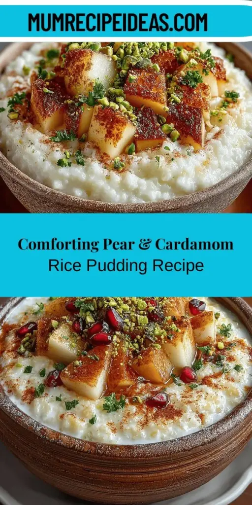 Savor the warmth of home with this Pear & Cardamom Rice Pudding recipe, a delightful twist on the classic comfort dessert. This creamy dish blends Arborio rice with sweet, juicy pears and aromatic cardamom, creating layers of flavor that delight the senses. Easy to make and perfect for any occasion, it balances indulgence with nutrition. Explore this delicious culinary journey and enjoy a nostalgic treat that brings comfort and joy to your table.