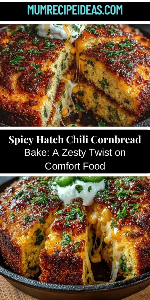 Discover the Spicy Hatch Chili Cornbread Bake, a flavorful twist on a classic comfort food! This vibrant dish combines the sweet, buttery taste of traditional cornbread with the mild heat of Hatch green chilies. Perfect for family gatherings or any meal, this easy recipe features cornmeal, cheese, and spices, resulting in a moist and delicious bake. Elevate your cornbread experience with this delightful blend, sure to impress both family and friends at your next gathering!