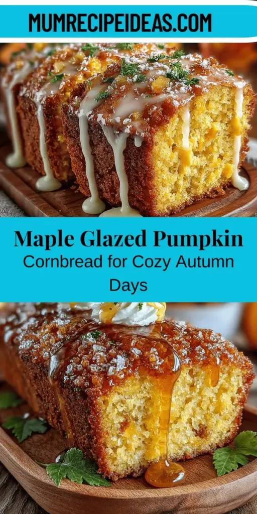 Embrace the essence of autumn with Maple Glazed Pumpkin Cornbread, a warm and hearty treat perfect for cozy gatherings or quiet afternoons. This delightful recipe combines the rich flavors of cornmeal and pumpkin, enhanced by the sweetness of maple syrup and warming spices like cinnamon and nutmeg. Easy to prepare, each bite offers a satisfying blend of textures, making it a wonderful addition to any fall meal. Enjoy this seasonal masterpiece and share it with loved ones.