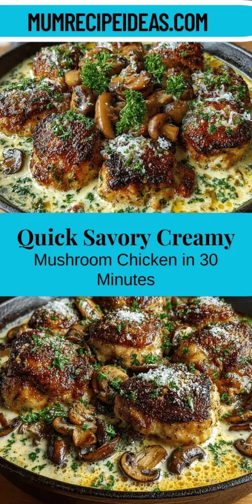 Discover the perfect blend of flavors with this Savory Creamy Mushroom Chicken Skillet, ideal for busy weeknights or special gatherings. Featuring succulent chicken thighs, earthy mushrooms, and a rich, creamy sauce, this dish comes together in under 30 minutes. Learn how to master essential cooking techniques and elevate your meal with high-quality ingredients. Make this comforting recipe a favorite in your home and impress your guests with its gourmet appeal.