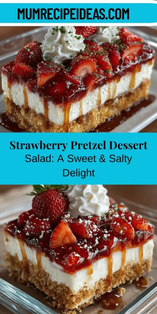 Discover the deliciousness of Strawberry Pretzel Dessert Salad, a perfect blend of flavors and textures. This refreshing treat features a crunchy pretzel crust, a creamy cheese layer, and vibrant strawberry topping, making it an instant hit at gatherings. Learn how to create this nostalgic dessert with our easy recipe, including step-by-step instructions and tips for perfection. Ideal for potlucks, barbecues, and family celebrations, this dish will wow your guests and satisfy their sweet cravings.