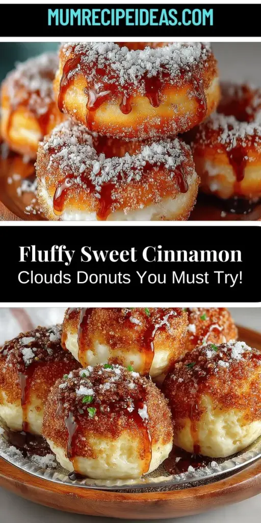 Indulge in the delightful experience of making Sweet Cinnamon Clouds Donuts at home, where the comforting aroma of freshly made donuts fills your kitchen. These fluffy treats perfectly blend cinnamon and sugar, creating a warm, nostalgic flavor. Discover the joy of crafting them from scratch, and impress your family or guests with their homemade charm. Follow our detailed recipe to achieve perfectly airy donuts that will satisfy every sweet craving. Enjoy the process and the delicious rewards!