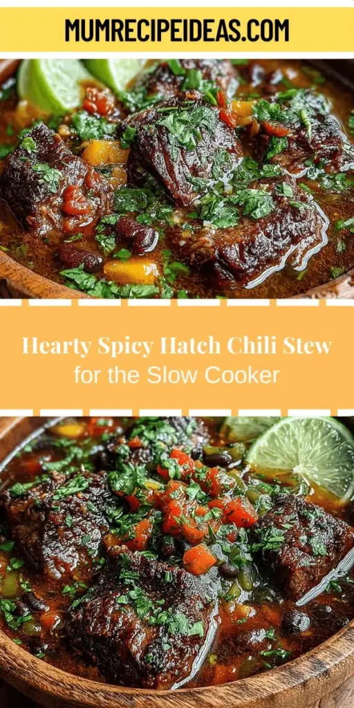 Discover the ultimate comfort food with this Spicy Slow Cooker Hatch Chili Stew recipe. Combining the unique flavors of tender beef, zesty Hatch green chilies, and hearty beans, this dish is a celebration of rich textures and tastes. Perfect for busy nights, simply layer your ingredients in a slow cooker and let it do the work while your home fills with enticing aromas. Enjoy a nourishing meal that's easy to make and sure to satisfy!
