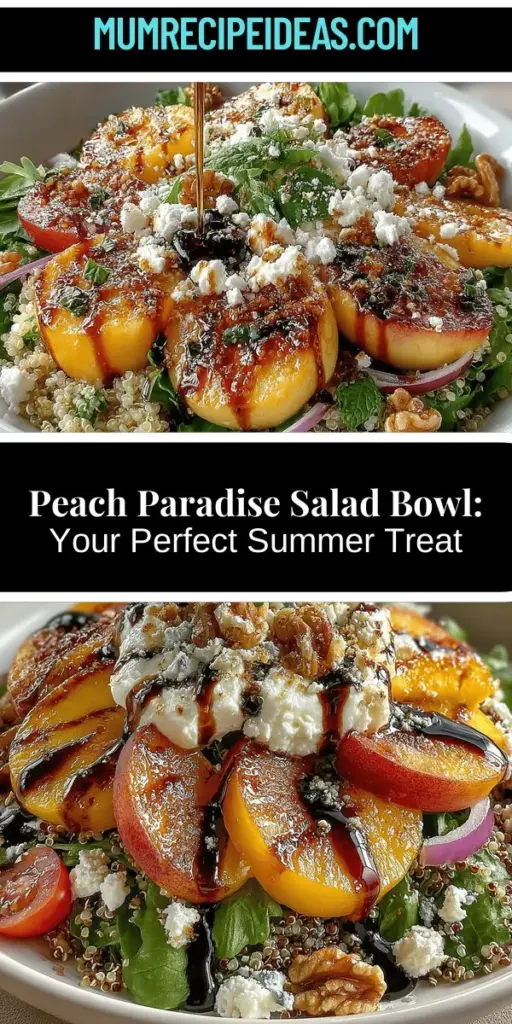 Beat the heat this summer with a Refreshing Peach Paradise Salad Bowl! This vibrant dish harmoniously combines juicy peaches, mixed greens, quinoa, and a delightful dressing to create a burst of flavor in every bite. Perfect for light lunches, summer barbecues, or healthy gatherings, this salad not only looks gorgeous but is also packed with nutrients. Embrace seasonal ingredients and enjoy a delicious way to elevate your summer dining experience with this easy-to-make salad!