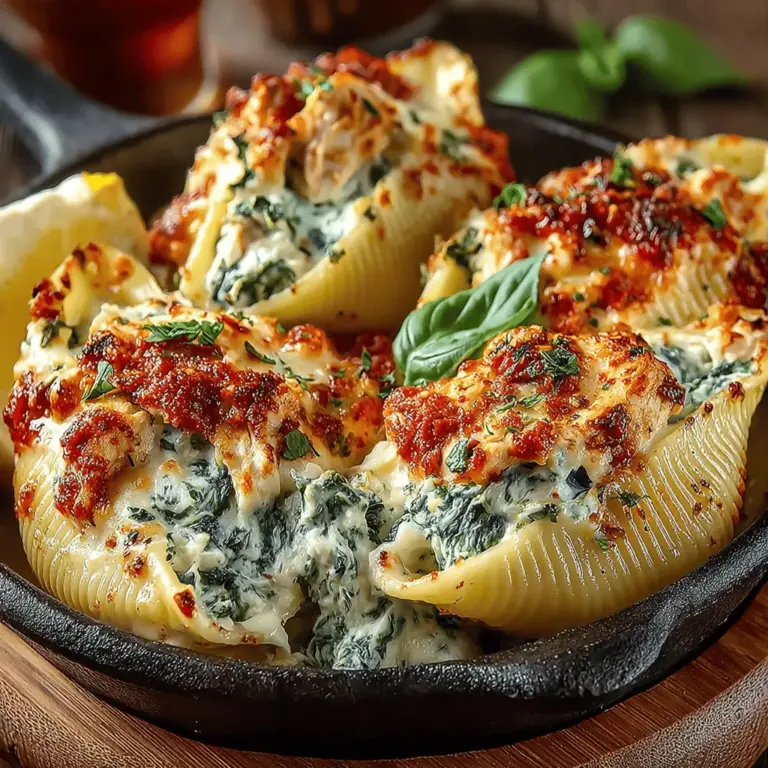 Cheesy Chicken & Spinach Stuffed Shells have garnered a dedicated following among home cooks, and it’s easy to see why. As a quintessential comfort food, this dish offers a rich and satisfying experience that evokes feelings of warmth and nostalgia. The creamy filling is not only delicious but also packed with nutritional benefits, particularly thanks to the inclusion of spinach. This leafy green is known for its high iron and vitamin content, making it a smart addition to any meal.