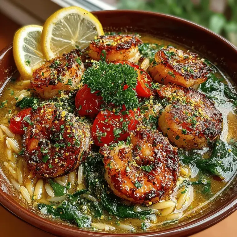 Garlic Butter Shrimp and Orzo Delight is a vibrant and mouth-watering dish that effortlessly combines succulent shrimp, delicate orzo pasta, and a medley of fresh ingredients. This recipe is perfect for those looking to indulge in a quick yet elegant meal that showcases rich flavors and a satisfying texture. In just 30 minutes, you can create a culinary masterpiece that will impress family and friends alike.