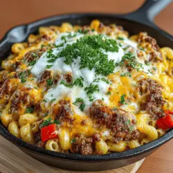 When it comes to weeknight dinners, nothing beats a dish that combines comfort, convenience, and mouthwatering flavors. Enter the One-Pan Cheesy Beef & Mac Delight. This recipe is a delightful fusion of seasoned ground beef, creamy cheddar cheese, and al dente macaroni, all cooked together in one pan. It’s not just a meal; it’s an experience that brings warmth and satisfaction to your dinner table, making it the perfect option for busy families and individuals alike.