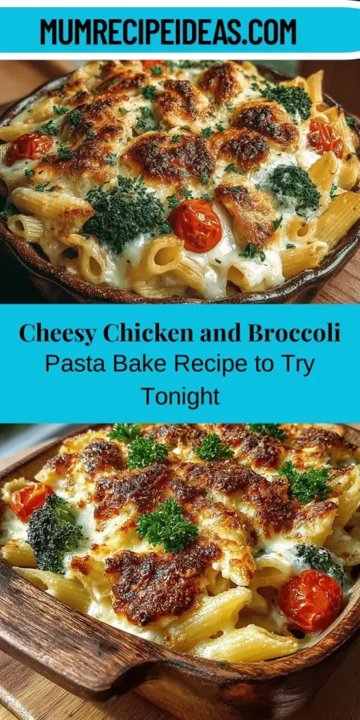 Discover the ultimate comfort food with this Cheesy Delight: Creamy Chicken and Broccoli Pasta Bake. This family-friendly meal features tender chicken, vibrant broccoli, and hearty pasta, all bathed in a rich, creamy cheese sauce. Perfect for busy weeknights or cozy gatherings, it offers a wholesome balance of protein, veggies, and carbs. Easy to prepare and packed with flavors, this dish is sure to become a favorite at your dinner table! Enjoy leftovers that are just as delicious!