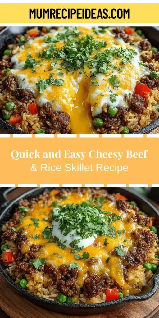 Discover the ultimate family meal with the Cheesy Beef & Rice Fiesta Skillet! This one-pan wonder combines tender ground beef, fluffy rice, and fresh vegetables, all topped with gooey melted cheese for a burst of flavor. Perfect for busy weeknights, it’s a simple dish that cooks in just 30 minutes, making cleanup a breeze. Adapt the recipe easily to suit various tastes and dietary preferences, ensuring everyone at the table leaves satisfied. Get cooking and enjoy a hearty dinner tonight!
