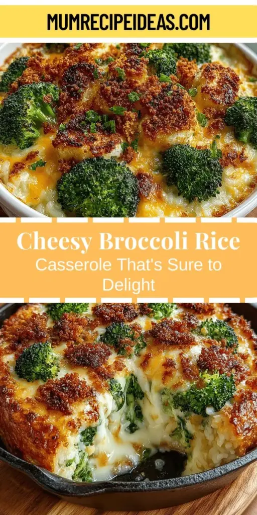 Discover the ultimate comfort food with this Cheesy Broccoli and Rice Casserole Delight. Combining nutritious broccoli and hearty brown rice, this dish is enveloped in gooey cheddar and mozzarella cheese for a satisfying experience. Perfect for family dinners or potlucks, it’s easy to prepare and deliciously comforting. With a simple baking process and vibrant flavors, this casserole will be a hit at any occasion. Get ready to create a dish that everyone will love!