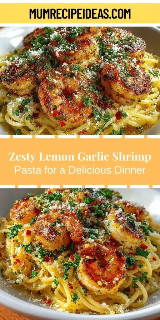 Indulge in the vibrant flavors of Zesty Lemon Garlic Shrimp Pasta, a quick and satisfying meal perfect for any occasion. This delightful dish combines fresh lemon, aromatic garlic, and succulent shrimp, creating a true crowd-pleaser. With its colorful presentation and balanced taste, it's ideal for weeknight dinners or special celebrations. Elevate your cooking with this easy recipe that delivers restaurant-quality results at home, all while providing a healthy and delicious experience.