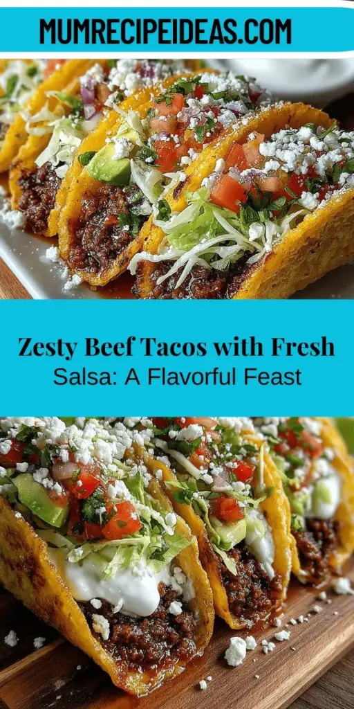 Discover the delightful world of Zesty Beef Tacos with Fresh Salsa, a true culinary staple that brings together vibrant flavors and fresh ingredients. This easy-to-make recipe showcases seasoned ground beef paired with a refreshing, homemade salsa, featuring ripe tomatoes, crisp onions, and fragrant cilantro. Perfect for any occasion, these tacos invite creativity in customization, making them an ideal choice for family dinners or festive gatherings. Dive into the joy of cooking and create delicious memories with every bite.