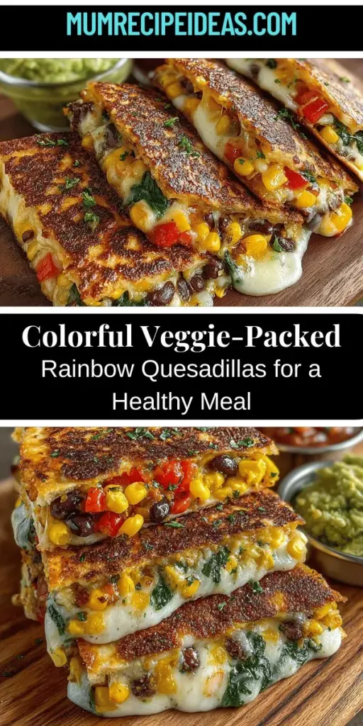 Discover the joy of making Veggie-Packed Rainbow Quesadillas, a delicious and nutritious meal perfect for any time of the day. This vibrant recipe combines whole wheat tortillas, protein-rich black beans, and a rainbow of fresh vegetables, ensuring a colorful plate filled with essential nutrients. Easy to prepare, customizable to your tastes, and best served with tasty dips like salsa and guacamole, these quesadillas promise a satisfying experience that promotes a healthy lifestyle.