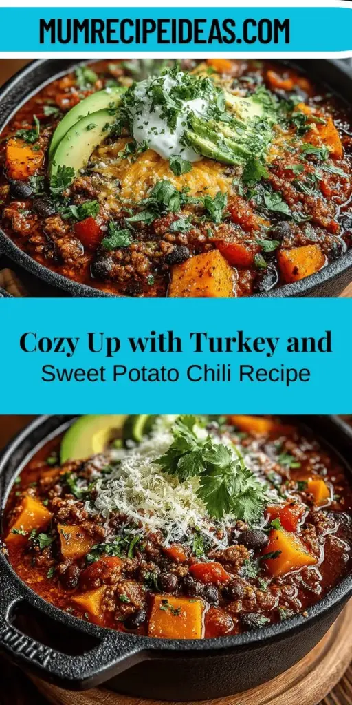 Warm up your chilly evenings with this Comforting Turkey & Sweet Potato Chili! Packed with lean protein from ground turkey, nutrient-rich sweet potatoes, and hearty beans, this dish is both satisfying and nutritious. Perfect for family dinners, meal prep, or gatherings, it offers a delightful blend of flavors and textures. Customize it with your favorite toppings and serve alongside cornbread or salad for a cozy meal that warms your soul. Enjoy the comforting embrace of this delicious chili!