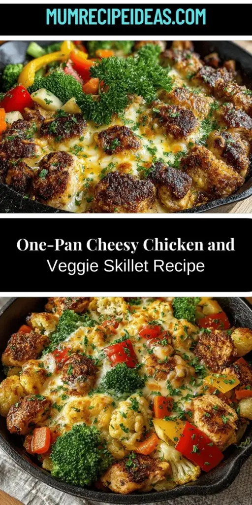 Discover the ultimate comfort food with the Cheesy Delight Chicken and Veggie Skillet, a delicious one-pan meal that's perfect for busy weeknights. This recipe combines tender chicken, vibrant vegetables, and gooey melted cheese, offering a feast for both the eyes and the palate. Quick to prepare and easy to customize, this skillet dish is packed with protein and nutrients, making it a wholesome choice for any occasion. Transform your dinner routine with this flavorful and satisfying skillet meal!