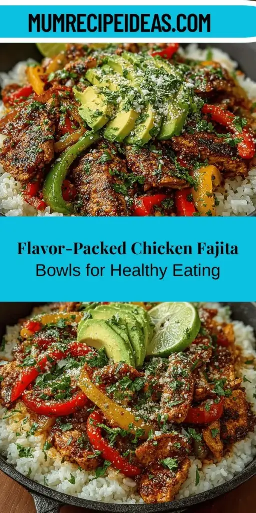 Discover the deliciousness of Sizzling Chicken Fajita Bowls! This Tex-Mex favorite combines marinated chicken, fragrant cilantro rice, and colorful sautéed vegetables for a nutritious, balanced meal. Perfect for meal prep or impressing guests, these customizable bowls cater to various tastes and dietary preferences. Serve with your favorite toppings like avocado and lime for an extra flavor boost. Enjoy a satisfying dish that celebrates vibrant flavors and healthy eating!